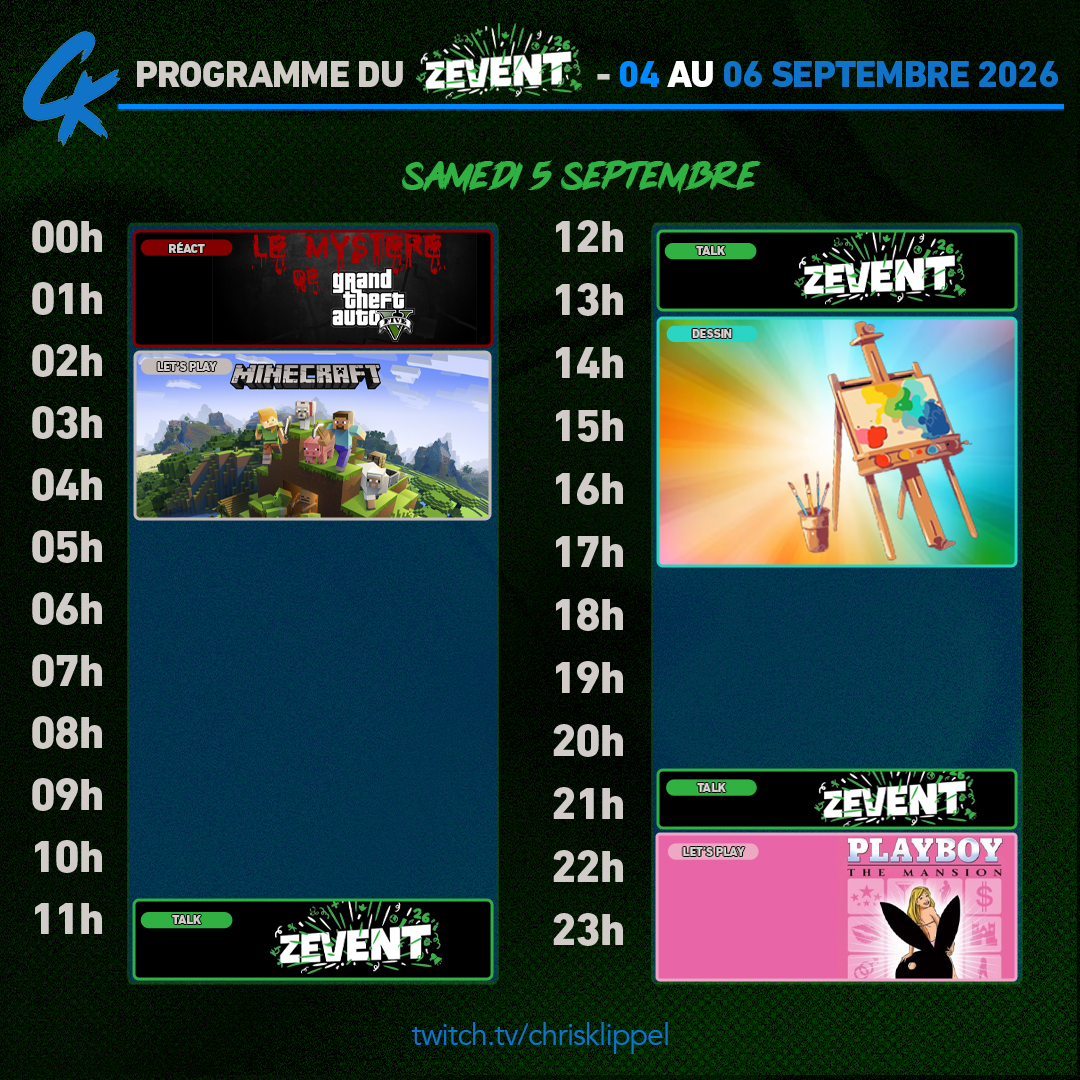Programme Samedi ZEvent 2026
