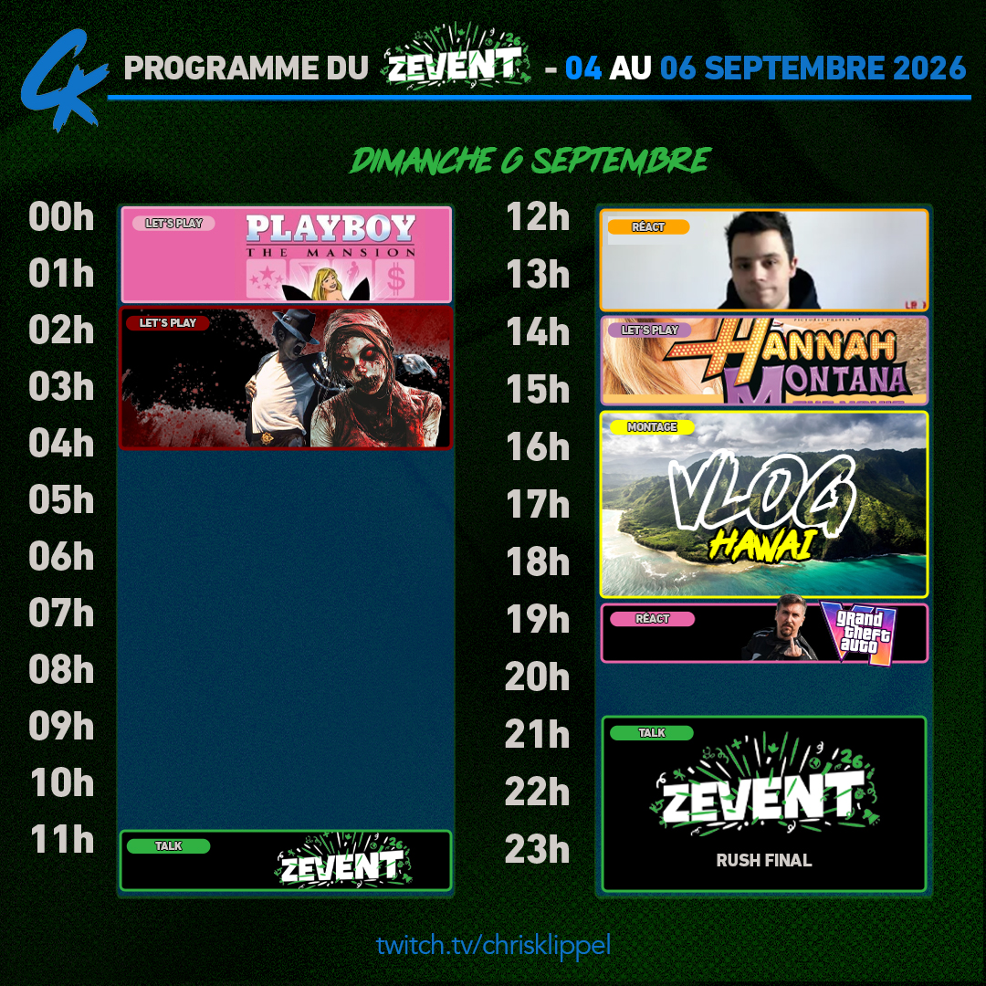 Programme Dimanche ZEvent 2026
