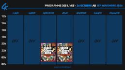 Planning Twitch 26 octobre - 1er novembre 2026